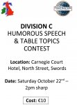 Humorous Speech & Table Topic Saturday 22nd of October
