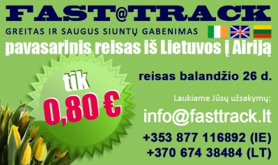 Siuntiniu gabenimas AIRIJA-LIETUVA-AIRIJA NUO DURU IKI DURU.
