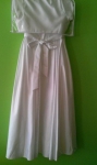 Communoin dress, shoes, and hair accessory