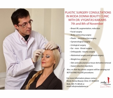 Plastic Surgery consultations with Dr Vygintas Kaikaris 7th/8th November