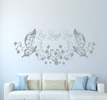 Live Laugh Love butterfly floral wall decal