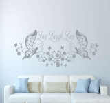 Live Laugh Love butterfly floral wall decal