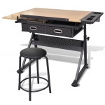 Two Drawers Tiltable Tabletop Drawing Table with Stool (20087)
