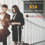 One way Cheap air tickets | Boston-  Atlanta  | CAD $74 Onwards