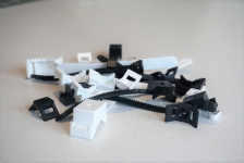 Plastic fasteners for windows, doors, cables, heat insulation.