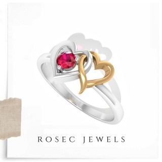 Double Heart Ruby Ring