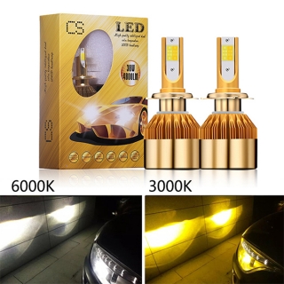 Wholesale CS car led headlight for double colors white and yellow color 3000k 6000k