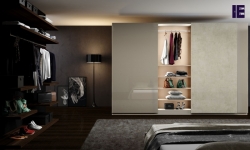 Fitted Sliding Wardrobe with frameless Top hung Doors in  Combination of Clear Ares and Ivory.jpg