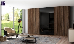 Fitted Sliding Wardrobe with frameless Top hung Doors in  Combination of Dark Iberian Olive and Black(1).jpg