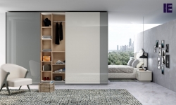 Fitted Sliding Wardrobe with frameless Top hung Doors in  Combination of Dust Grey and White Gloss.jpg