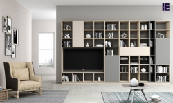 Bespoke TV storage with Book shelf in cashmere light finish (2).jpg