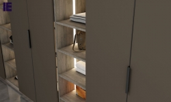 HInged Fitted wardrobe with open shelf unit in Lava grey and sherwood textured finish 2 (1).jpg