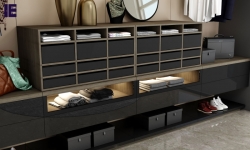 Walk in fitted wardrobe with hinged wardrobe in combination of Sable wood and dark grey.jpg